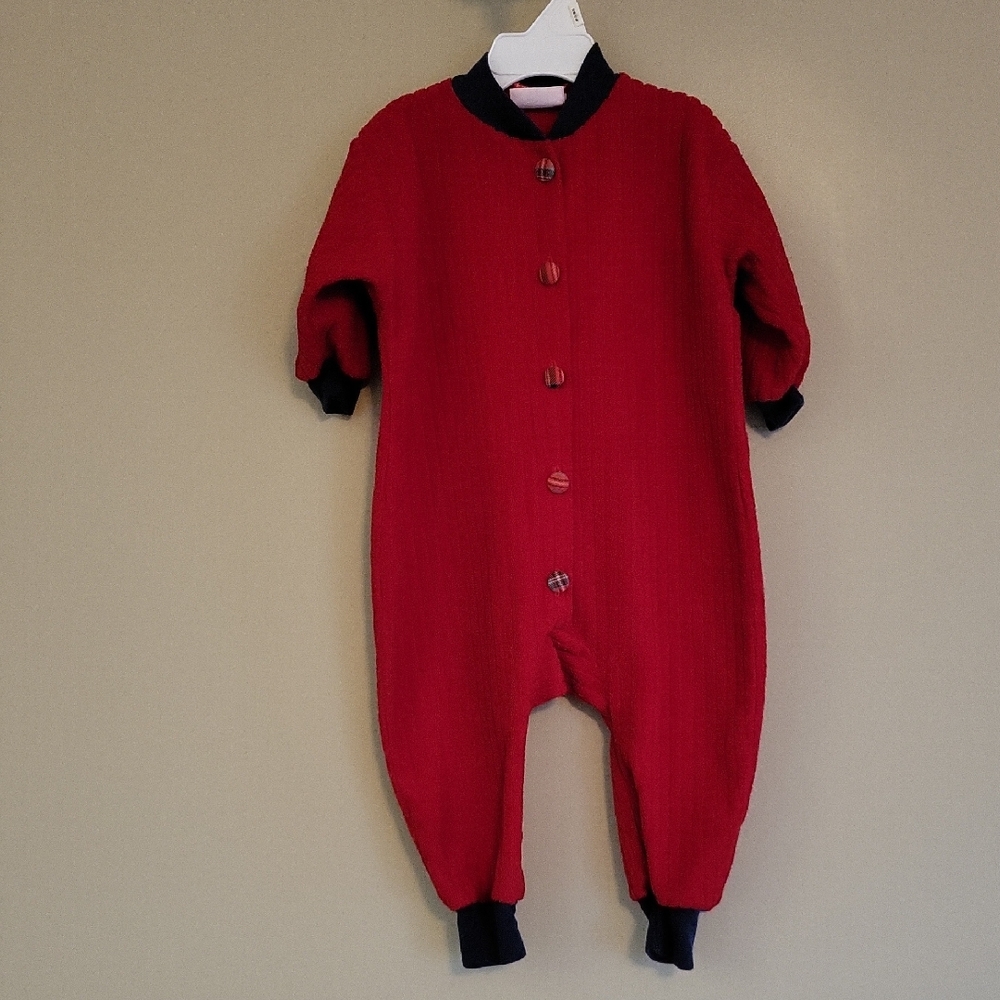 Vintage red footless romper/footie